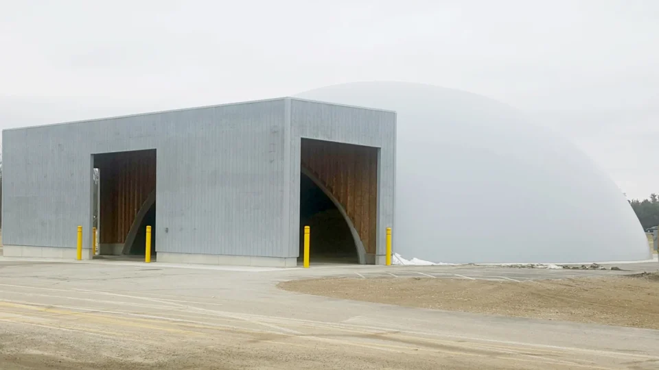 elliptical salt storage dome