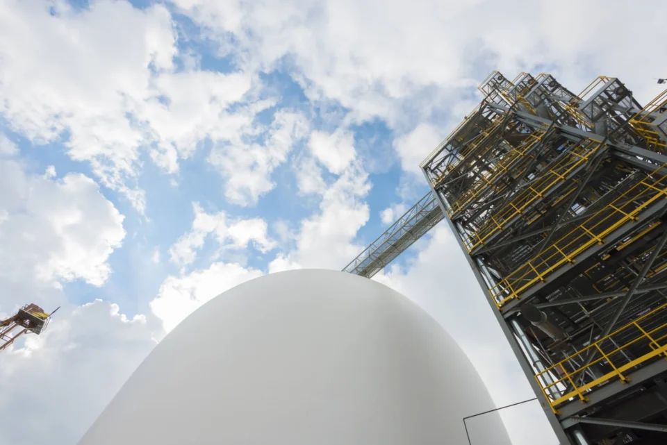 grain storage dome with access tower