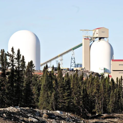 Iron ore bulk storage dome silos