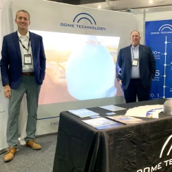 Dome Technology CEO Bradley Bateman, left, and sales manager Heath Harrison participate in the 2022 Australian Bulk Handling Expo.